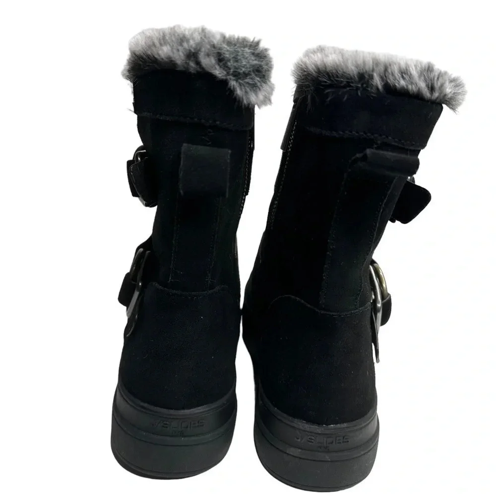 J/Slides Women's NELLY Black Waterproof Suede. Sz: 7.5